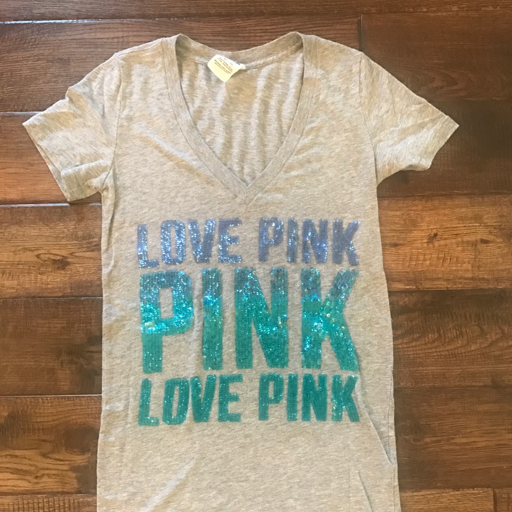 Victoria's Secret PINK Gray Teal Bling Top XS